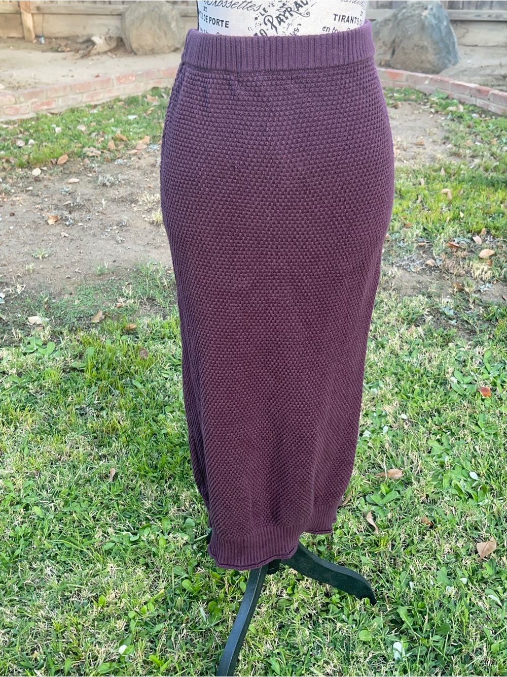 Free People FP Beach Hailee Knit Sweater Midi Skirt Plum Burgundy XS
